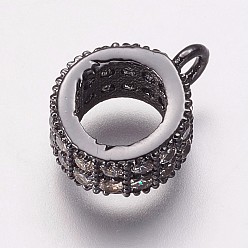 Черный Цвет Металла Латунные поручни из кубического циркония, петля под залог, бейлы, кольцо, прозрачные, металлический черный , 11x8.5x4 мм, отверстие : 1 мм