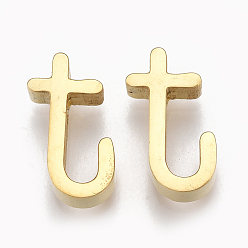 Letter T 304 Stainless Steel Pendants, Golden, Letter, Letter.T, 12.5x6x3mm, Hole: 1.8mm