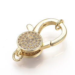 Золотой Латунные микро проложить кубического циркония когтя омара застежками, золотые, 34x17.5x7.5 мм, отверстие : 4 мм