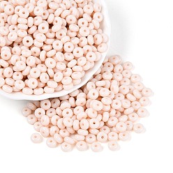 Желтая Старая Ткань  Стеклянный бисер непрозрачных цветов, рондель, круглое отверстие, старое кружево, 6~6.5x3 мм, отверстие : 1.2~1.4 мм, Около 2500 шт / фунт