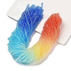 Разноцветный Прозрачные окрашенные стеклянные бусины, граненые, рондель, красочный, 3.7x3.2 мм, отверстие : 0.7 мм, около 105 шт / нитка, 13.39'' (34 см)