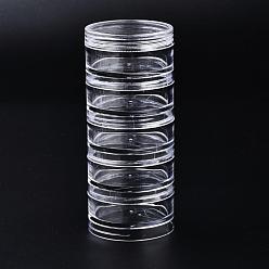 Clear Polystyrene Bead Storage Containers, with 5 Compartments Organizer Boxes, for Jewelry Beads Small Accessories, Column, Clear, 5x11.7cm, compartment: 4.4x1.9cm