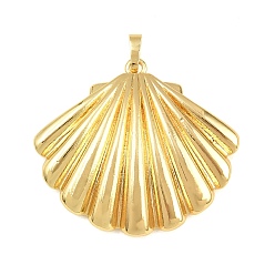 Shell Shape Латунные подвески, стойки покрытие, долговечный, без кадмия и без свинца, реальный 18 k позолоченный, подвески в форме ракушек, 35x40.5x5 мм, отверстие : 4x3 мм