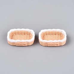 Сэнди Коричневый Декор для корзин из ротанга из непрозрачной смолы, аксессуары для кукольного домика с микро-ландшафтом, притворяясь опорными украшениями, песчаный коричневый, 50~50.5x33.5~34x13~15 мм