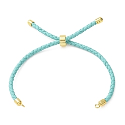 Turquoise Fabrication de bracelets en cordon de cuir tressé en microfibre ronde ajustable, avec les accessoires en laiton, convient aux breloques de connecteur, turquoise, 9.13x0.12 pouce (23.2x0.3 cm), Trou: 2mm