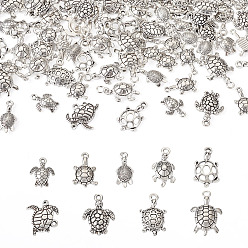 Античное Серебро 108 шт 9 подвески из сплава в тибетском стиле, черепаха, античное серебро, 16~26x9~21x3~6 мм, отверстие : 1.6~2.5 мм, 12 шт / стиль