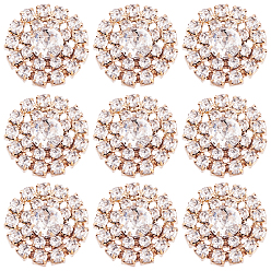 Light Gold 30 Кабошоны из сплава со стразами, цветок, золотой свет, 19x5.5 мм