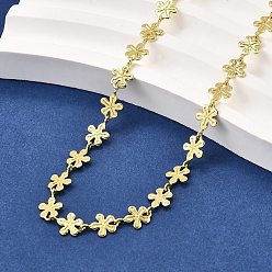 Настоящее золото 18K Латунь цветок звено цепи ожерелья, без свинца и без кадмия, долговечный, стойки покрытие, реальный 18 k позолоченный, 17.72 дюйм (45 см)