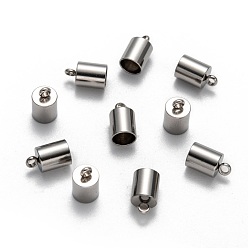 Stainless Steel Color Tarnish Resistant 304 Stainless Steel Cord Ends, End Caps, Stainless Steel Color, 10x6mm, Hole: 2mm, Inner Diameter: 5mm