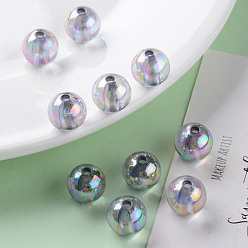 Lavender Transparent Acrylic Beads, AB Color Plated, Round, Lavender, 12x11mm, Hole: 2.5mm, about 566pcs/500g