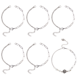 Платина 16шт. латунные цепочки и скрепки для изготовления браслетов, платина, 6-3/8 дюйм (16.2 см)