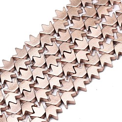 Rose Gold Plated Electroplate Non-magnetic Synthetic Hematite Beads Strands, Matte Style, Crown, Rose Gold Plated, 6.5x8x3mm, Hole: 1mm, about 82~84pcs/strand, 14.96 inch~15.75 inch(38~40cm)