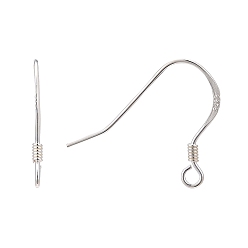 Silver 925 Sterling Silver Earring Hooks, with 925 Stamp, Silver, 16x20x1.3mm, Hole: 1.5mm, 24 Gauge, Pin: 0.5mm