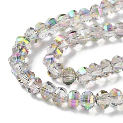 WhiteSmoke Transparent Electroplate Glass Beads Strands, AB Color Plated, Faceted, Rondelle, WhiteSmoke, 7.8x5.8~6.3mm, Hole: 1.5mm, about 80pcs/strand, 18.31''~19.88''(46.5~50.5cm)