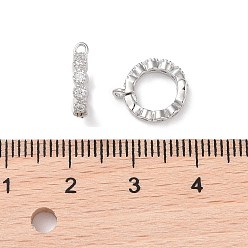 Real Platinum Plated Rhodium Plated 925 Sterling Silver Micro Pave Cubic Zirconia Twister Clasps, Ring, Real Platinum Plated, 12x2.5x10mm, Hole: 1mm, Inner Diameter: 6.7mm
