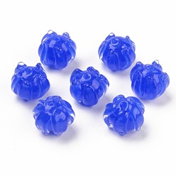 Blue Handmade Bumpy Lampwork Beads, Flower, Blue, 10~11x11~13x11~13mm, Hole: 1.2mm