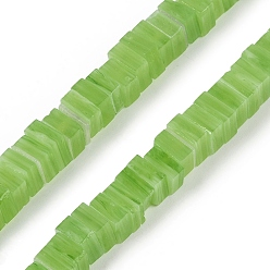Лайм Бусы лэмпворк ручной работы, квадрат с бисером, желто-зеленые, 5.5~6x5~6x2.5~3 мм, отверстие : 0.7 мм, около 151~153 шт / нитка, 16.14'' (41 см)