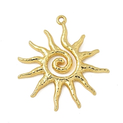 Настоящее золото 18K Латунные подвески, солнечные чары, стойки покрытие, долговечный, без кадмия и без свинца, реальный 18 k позолоченный, 30x27.5x2.5 мм, отверстие : 1.3 мм