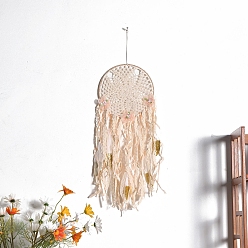 Белый Богемная тканая сетка/паутина с декором из перьев макраме, подвесные украшения для дома, белые, 570x210 мм