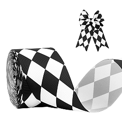 Black Polyester Lace Trim, Rhombus Pattern, for DIY Craft Sewing Accessories, Black, 2-5/8 inch(66mm), about 25.00 Yards(22.86m)/Roll