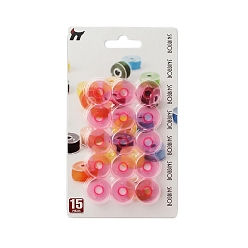 Ярко-Розовый Прозрачные пластиковые пустые катушки для проволоки, нить шпульки, ярко-розовый, 20x11 мм, 15 шт / комплект