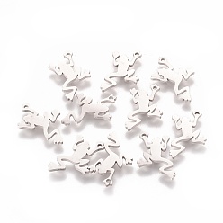 Нержавеющая Сталь Цвет Устойчивые к потускнению 201 подвески из нержавеющей стали, лягушка, цвет нержавеющей стали, 13x10x1 мм, отверстие : 1 мм