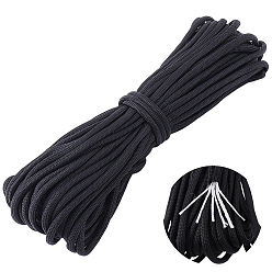 Black 15M Non-Slip Polyester & Spandex Cord Ropes, for Rope Bracelet Making, Black, 4x3mm