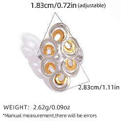 Золотой & Цвет Нержавеющей Стали 304 двухцветные манжеты из нержавеющей стали, плоско-круглые, золотые и нержавеющая сталь цвет, размер США 8 1/4 (18.3 мм)