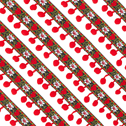 Красный 5 ярдов полиэстеровой кружевной ленты с помпонами и кисточками, аксессуары для одежды, красные, 3/4~1-3/8 дюйм (18~35 мм)