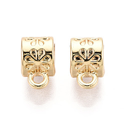 Light Gold Поручни из сплава для покрытия стойки, петля под залог, крупные бусины под залог, трубка с цветочным узором, без свинца, без никеля и без кадмия, золотой свет, 10x6x7 мм, отверстие : 1.6 мм, внутренний диаметр: 4.5 мм