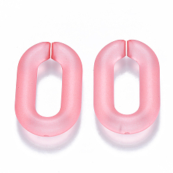 Light Coral Transparent Acrylic Linking Rings, Quick Link Connectors, for Cable Chains Making, Frosted, Oval, Light Coral, 31x19.5x5.5mm, Inner Diameter: 19.5x7.5mm