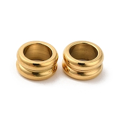 Настоящее золото 18K 304 из нержавеющей стали европейские шарики, бусины с большим отверстием, Рифленые бусины, колонка, реальный 18 k позолоченный, 6x3 мм, отверстие : 4 мм
