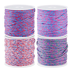 (52) Непрозрачная лаванда 4 рулоны 4 цветные хлопковые нитки для плетения, с катушкой, круглые, фиолетовые, 1.2 мм, около 21.87 ярдов (20 м) / рулон, 1 рулон / цвет