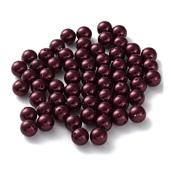 Темно-Красный Пластиковые жемчужные бисера, круглые, темно-красный, 8x7.5 мм, отверстие : 1.2 мм
