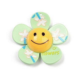 Аквамарин Большие подвески из непрозрачного акрила с принтом, цветок, аквамарин, 50.5x52.5x14.5 мм, отверстие : 1.8 мм