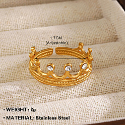 Crown 304 регулируемые манжеты из нержавеющей стали с кристаллами и стразами, золотые, корона, внутренний диаметр: 17 мм