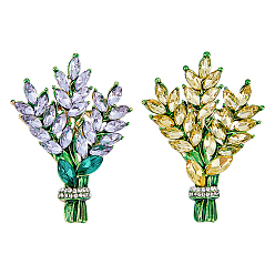 (52) Непрозрачная лаванда 2шт 2 цвета горный хрусталь пшеница брошь булавка, значок из золотого сплава для рюкзака, разноцветные, 45x32x6.5 мм, 1 шт / цвет