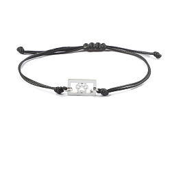 Paw Print Регулируемые ручные плетеные браслеты из веревки, из нержавеющей стали шарм браслеты, отпечаток лапы, 7-7/8 дюйм (20 см)