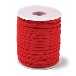 Rouge Cordon tressé en nylon souple, cordon élastique de finition, rouge, 5x3mm, environ 21.87 yards (20m)/rouleau