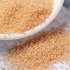 (RRHB274) Light Topaz Lined Crystal Миюки круглые бусины рокайль, японский бисер, (rrhb 274) кристалл, облицованный светлым топазом, 15/0, 1.5 мм, Отверстие : 0.7 мм , около 27777 шт / 50 г