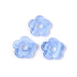 Васильковый Двухцветные бусины ручной работы из стекла, изготовленные в Европе., бусины с большим отверстием, цветок, васильковый, 15~16x15.5~16x3~4.5 мм, отверстие : 4~5 мм