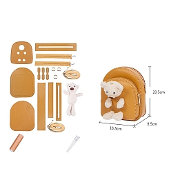 (932FM) Темно-синий аква-матовый с подкладкой Наборы для изготовления женских сумок через плечо из искусственной кожи с куклой-медведем «сделай сам», Вязание сумки на плечо крючком для начинающих., темно-золотистые, 20.5x16.5x8.5 см