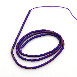 С Фиолетовым Покрытием Гальванизировать обмороженные немагнитных синтетический гематит бисер пряди, колонка, с фиолетовым покрытием, 4x2 мм, отверстие : 0.8~0.9 мм, около 98 шт / нитка, 15.75'' (40 см)