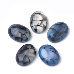 Озёрно--синий Окрашенные натуральные бразильские агатовые кабошоны, овальные, Плут синий, 20x15x5.5~6 мм