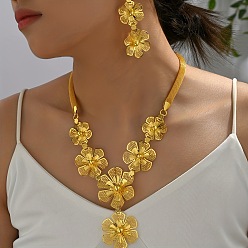 Золотой Ожерелья с подвесками из цветочного сплава и серьги-гвоздики, золотые, 500 мм