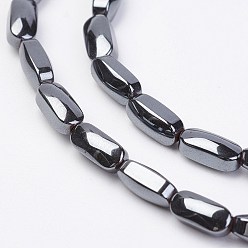 Non-magnetic Hematite Non-magnetic Synthetic Hematite Beads Strands, Elongated Oval, 6.5x3x3mm, Hole: 0.5mm, about 64pcs/strand, 15.74 inch