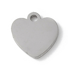 Нержавеющая Сталь Цвет 304 брелоки из нержавеющей стали для штамповки заготовок, шарма сердца, анти-тускнение, цвет нержавеющей стали, 8.5x8.5x0.8 мм, отверстие : 1.2 мм