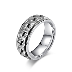 Нержавеющая Сталь Цвет Вращающееся кольцо для пальца из нержавеющей стали, Кольцо-спиннер для успокоения беспокойства, медитации, цвет нержавеющей стали, размер США 12 (21.4 мм)