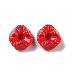 Rouge Perles en alliage imprimées par pulvérisation, losange, rouge, 10x10x4mm, Trou: 1.8mm