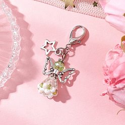 Бледно-Зеленый Подвесные украшения из стеклянных бусин и сплава в виде ангела, подвески с застежкой-клешней в виде лобстера для украшений сумок, старинное серебро и платина, бледно-зеленый, 45 мм